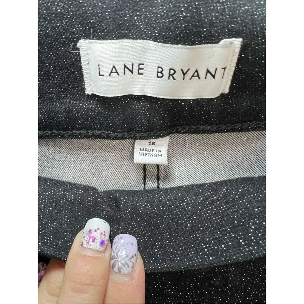 Lane Bryant Jeans Womens Size 16 Black Jegging Pull On High Rise Sparkle Stretch
